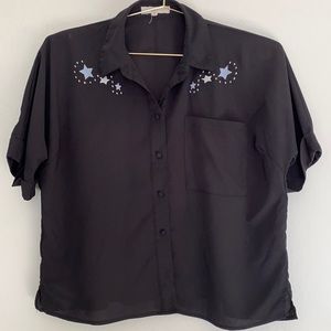Newbury Kustom Short Sleeve Star Button Up Size S
